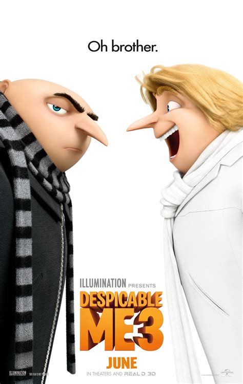 Contact information for splutomiersk.pl - Despicable Me 3. 2017 | Maturity Rating: 7+ | 1h 29m | Kids. After failing to arrest an '80s child star turned supervillain, Gru loses his job but gains a family member when he learns he's got a long-lost twin. Starring: Steve Carell, Kristen Wiig, Trey Parker.